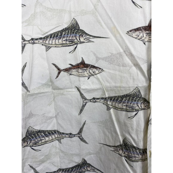 Tag & Brag All Over Print AOP Sword Fish Button Up Tee Shirt - L - Picture 6 of 12